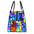 thumbnail image 4 of Lsque Geometry Dash Pattern Portable Insulation Lunch Bag, Insulated Food Delivery Bag, Meal Grocery Tote Insulation Bag Large Capacity Reusable Warming Bag, 4 of 9