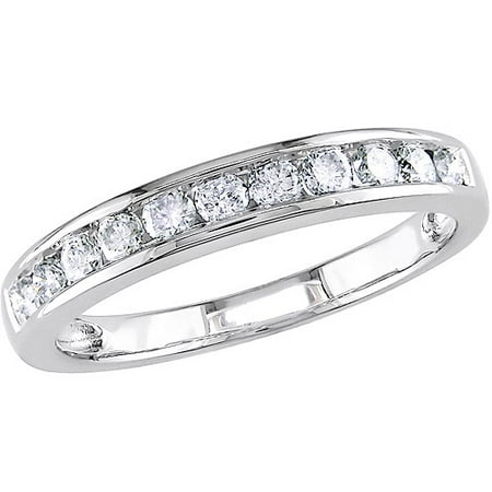 Miabella 1/2 Carat T.W. Diamond 14kt White Gold Semi-Eternity Anniversary Ring