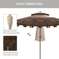 thumbnail image 5 of Outsunny 9' Patio Umbrella with Push Button Tilt and Crank,Double Top Ruffled Outdoor Market Table Umbrella with 8 Ribs,For Garden,Deck,Pool,Brown,Brown Polyester Garden Outdoor Canopies Gazebos, 5 of 10