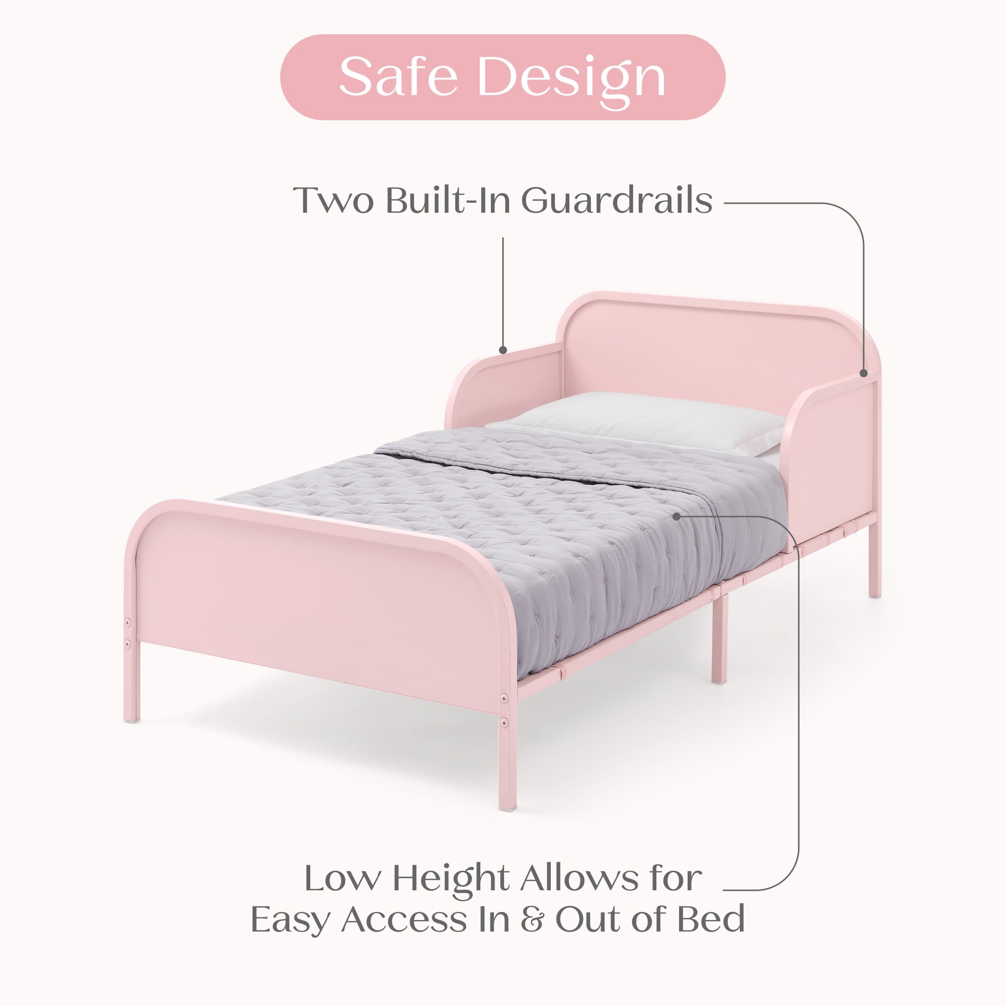 Delta Children Magic Magnet Toddler Bed with Customizable Magnets & Built-In Book Storage, Pink