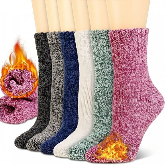TELOLY 2026 New 3-12 Pairs Women'S Wool Merino Winter Thermal Boot Thick Insulated Heated Crew Socks for Outdoor Activities, Cold Weather, Hiking, Winter Sports, Keeping Feet Warm, Everyday Wear