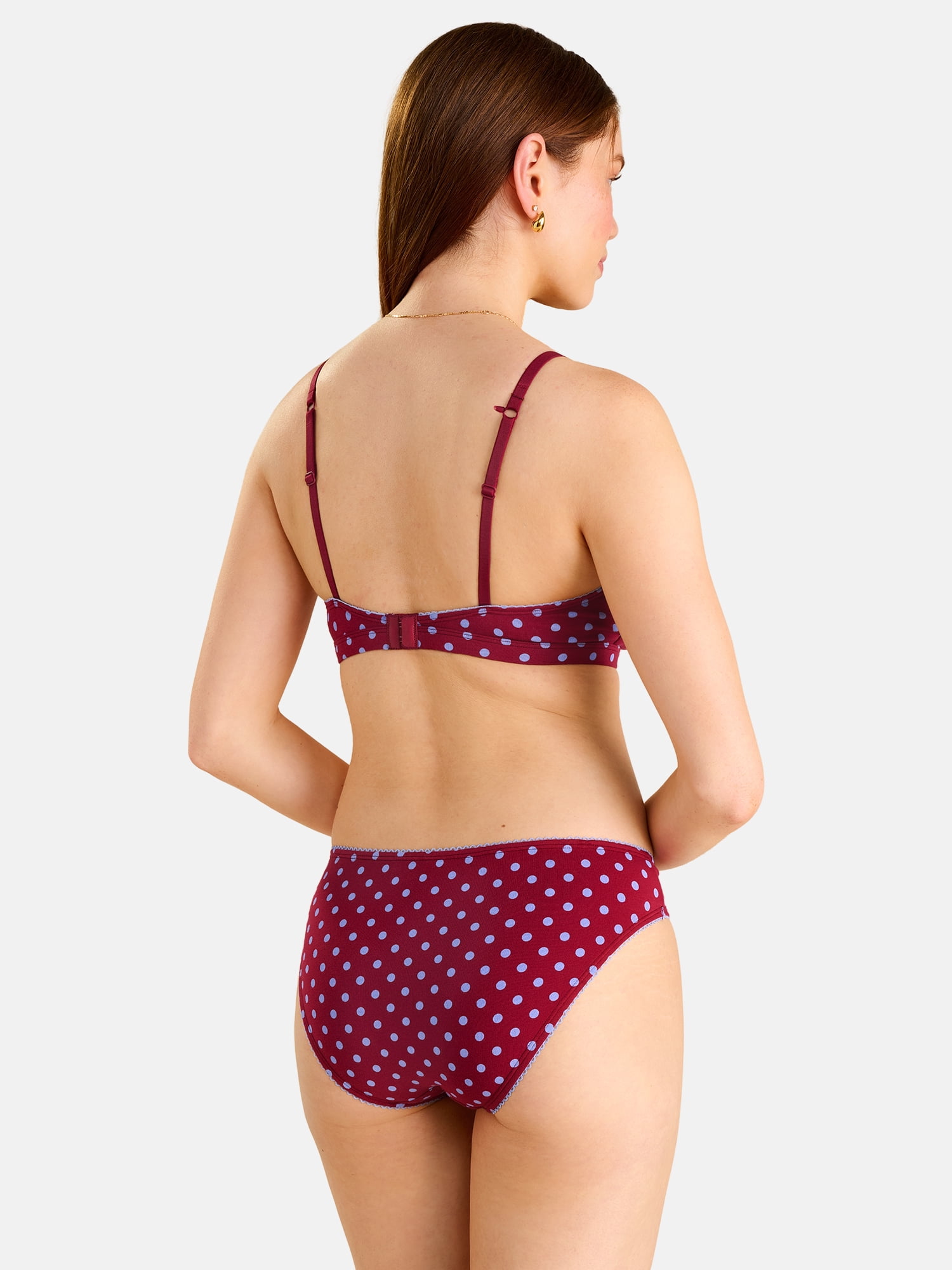 Fresh by Fruit of the Loom Women's Cotton Triangle Bralette and Bikini Set, Size XS-XXL