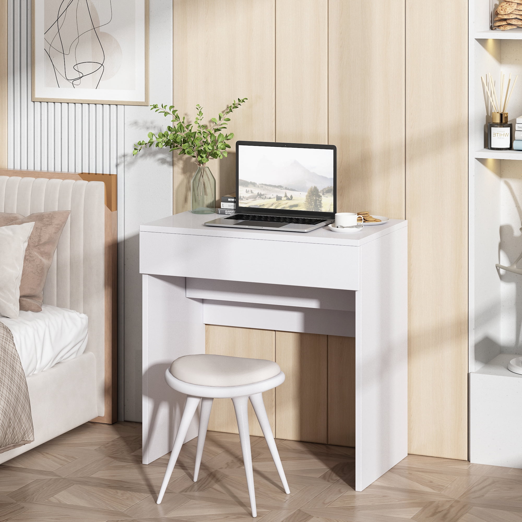 Jaxpety Dressing table w/Flip-Up Mirror and Jewelry Storage Space Chic  Dresser Makeup Vanity Table White - Walmart.com