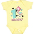 thumbnail image 3 of Inktastic 1st Birthday with Flamingo Stars and Hearts Girls Baby Bodysuit, 3 of 5