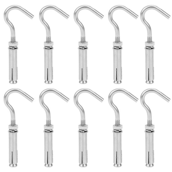 10pcs Expansion Screw Hook 304 Stainless Steel Wall Concrete Brick Fastener Hardware M6