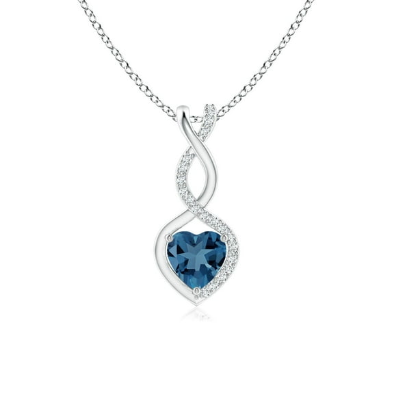 Angara Natural 5mm London Blue Topaz with Diamond Infinity Heart Pendant Nacklace in Sterling Silver for Women