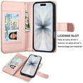 thumbnail image 3 of For iphone 17 Case Wallet with Card Holder, Lanyard and Kickstand for Women Men, Ebizware Magnetic Flip Detachable PU Leather Wallet Phone Case Cover for iphone 17 6.3" - Marble Pink, 3 of 7