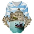 thumbnail image 5 of Venice Women's V-Neck Blouse With 3/4 Ruffled Bell Sleeves Casual Top Ladies Blouses, 5 of 7