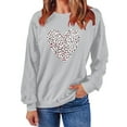 thumbnail image 4 of ibuvkizy Womens Sweatshirts Valentines Day Love Heart Round Neck Lover's Love Print Sweatshirt Long Sleeved Pullover Top/shirt Gray,M, 4 of 7