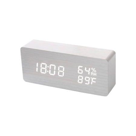 Wooden Digital Clock Multi-Function LED Alarm Clock with Time/Temperature Display for Home Office Travel