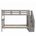 thumbnail image 5 of Twin-Over-Twin Bunk Bed Frame with Storage, Solid Pine, No Box Spring, Gray for Bedroom, 5 of 12