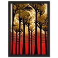 thumbnail image 1 of Gold Forest Trees At Sunset Modern Painting Artwork Framed Wall Art Print A4, 1 of 4