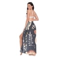thumbnail image 3 of FORMRS Womens Long Sarong Beach Wrap Semi-Sheer Bikini Skirt Bathing Swimsuit Cover Up, Gray Dinosaur, 3 of 7