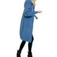 thumbnail image 4 of UngA Long Hoodies for Women Long Sleeve Fall Long Tunic Hooded Sweatshirt Oversized Fleece Jacket With Pockets Fall Coats 2025 Hoodie Zip Up Women (Blue,XXL), 4 of 7