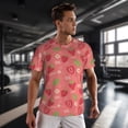 thumbnail image 3 of Wukai Strawberry Floral Print Men's Short-Sleeved Mesh T-Shirt,Quick-Dry Short Sleeve Workout T-Shirt-Large, 3 of 8