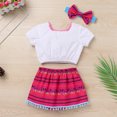thumbnail image 4 of IDOPIP Toddler Baby Girls Mexican Outfit Fiesta Cinco de Mayo Outfit Print Top Skirt Bow Headband, 4 of 9