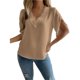 thumbnail image 1 of Blusa con mangas de pétalos Poliéster Cuello en V Suelto Cómodo Casual Mujer Top de verano para ir de compras y citas, 1 of 8