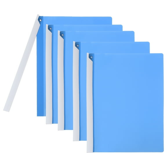 Uxcell 5 Pcs Non-punching Report Covers with Swing Clip, Plastic Presentation Folders for Office, Blue