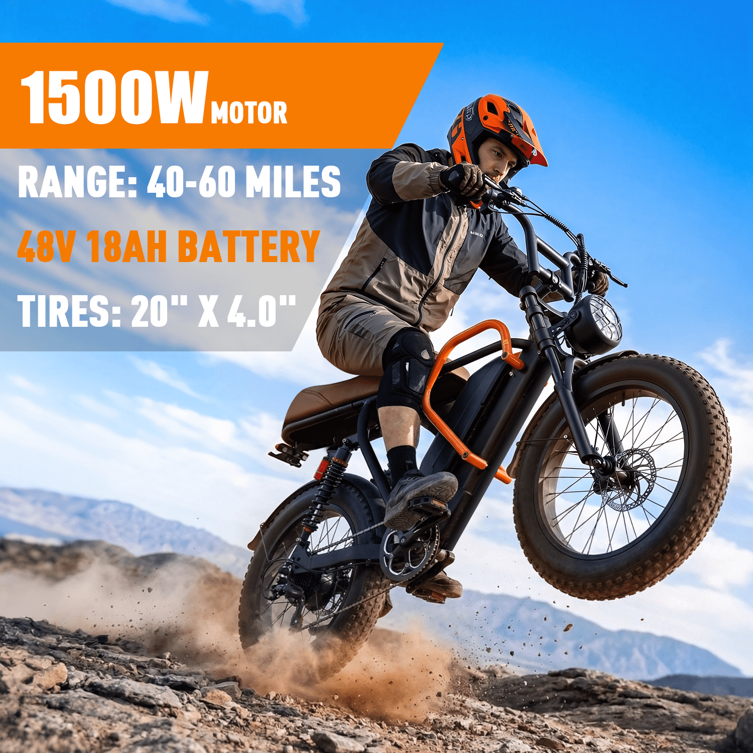 Electric Bike for Adults, 1500W Peak , 30MPH Electric Bike,50Mlies, 20" Fat Tire E-Mountain Bikes, 864Wh Removable Battery Ebike, Full Suspension shock, 7-Speed, UL 2849,Dirt ebike