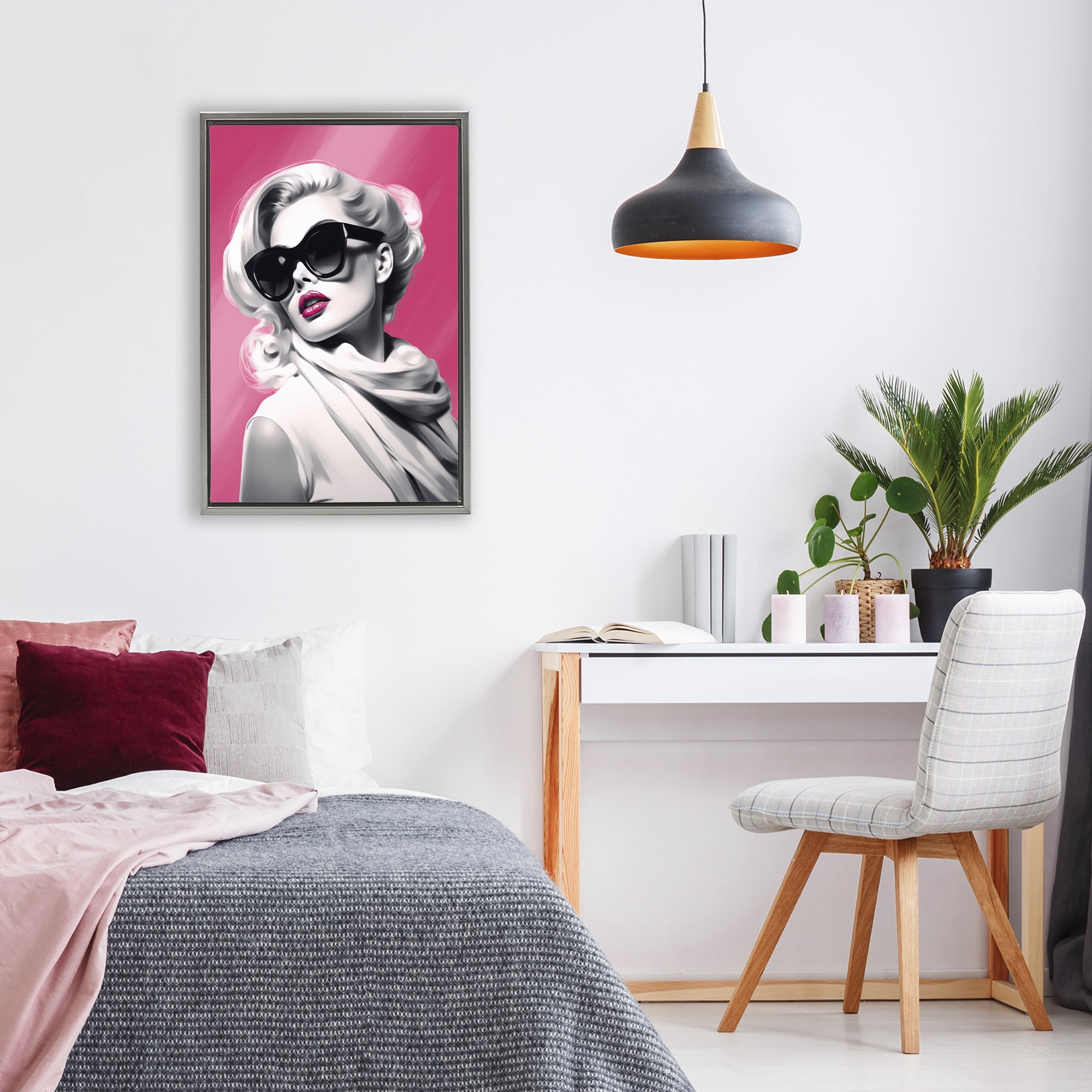 Stupell Industries Vintage Retro Chic Portrait Gray Framed Floater Canvas Wall Art, design by Andrea Haase