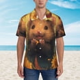 thumbnail image 2 of Balery Cute Sunflower Guinea Pig Camisas hawaianas de manga corta para hombre, camisas playeras de corte holgado, camisas de vacaciones con botones,X-Large, 2 of 7