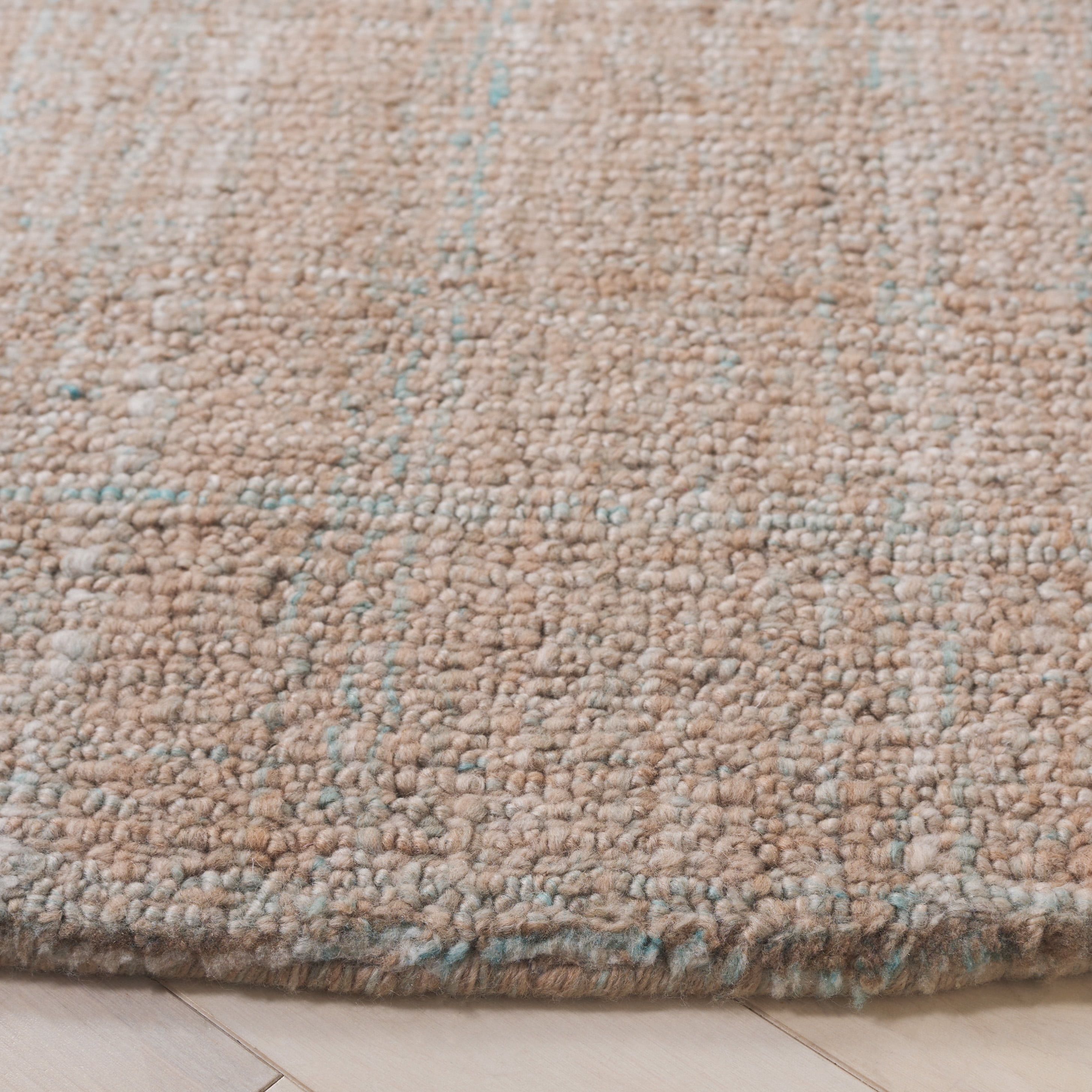 SAFAVIEH Abstract Yorick Striped Polyester Area Rug, Aqua/Brown, 6' x 6' Round