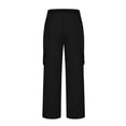 thumbnail image 4 of ZXLBBD Boys' Straight Leg Dress Pants Elastic Waist Solid Color Cargo Trousers Soft Blend for Kids School Uniform Fashion Casual Outdoor,Black,Size 9 Y-10 Y, 4 of 7