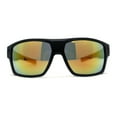 thumbnail image 2 of Locs Large Wrap Rectangle Color Mirror Gangster Plastic Sunglasses Black Orange Mirror, 2 of 4