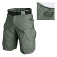 thumbnail image 5 of Men's Camo Cargo Shorts Elastic Waist Drawstring Shorts Outdoor Casual Camo Hiking Work Casual Big and Tall Camo Cargo Short Multi-Pocket Quick Dry Joggers,Green L, 5 of 5
