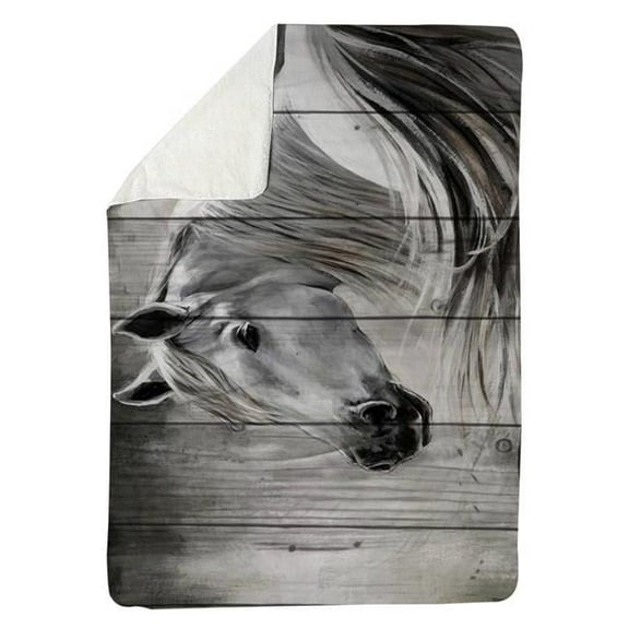 Begin Home Decor 5545-6080-AN10 60 x 80 in. Rustic Horse-Sherpa Fleece Blanket