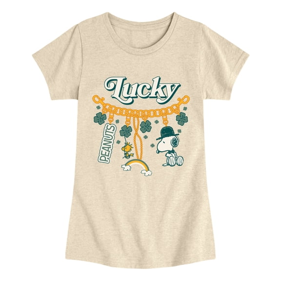 Peanuts - St. Patrick's Charm Chain Fitted Short Sleeve Graphic T-Shirt