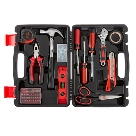 Tool Kit - 123 Heat-Treated Pieces with Carrying Case - Essential Steel Hand Tool and Basic Repair Set for Apartments, Dorm, Homeowners by