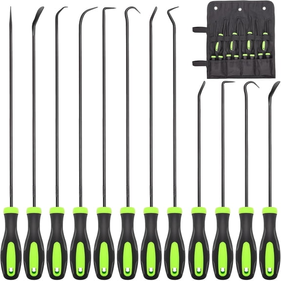 BUYOHLIC 12 Pcs Automotive Hook & Pick Tool Kit, Long and Mini Precision Puller Remover Set, Car Repair Essentials for O-Ring, Seal & Gasket Removal, Mechanic Tools