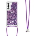 thumbnail image 3 of Long Crossbody Lanyard Clear Case for Samsung Galaxy S23 5G with Adjustable Neck Strap, Glitter Sparkly Bling Quicksand Phone Cover Cases for Samsung Galaxy S23 5G QKG Purple, 3 of 14