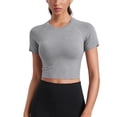 thumbnail image 1 of Remera CRZ YOGA sin costuras, corta, de manga corta, gris pizarra XL, 1 of 5