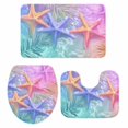 thumbnail image 2 of Summer Bathroom Rugs Set Romantic Yellow Blue Starfish Plant Non Slip Absorbent Soft Bath Mats 3 Piece Set with Bathroom Rug, U-Shaped Floor Mat, Toilet Seat Cover Small Size, 2 of 9
