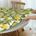 thumbnail image 5 of Summer Yellow Lemon Green Leaf Round Tablecloth Farmhouse Table Cover with Elastic Edge Washable Fitted Table Cloth for Kitchen Patry Outdoor Decor Fits 44", Medium, 5 of 6