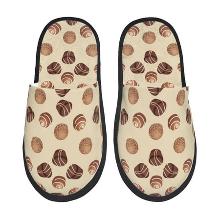 

Slippers for Women/Men - Brown Chocolate Print Soft Plush Warm Slip-on Slippers House Slippers Indoor House Shoes