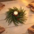 thumbnail image 4 of Dongrere Cypress Red Berry Candle Ring Wreath Artificial Table Centerpiece Ring for Candle Farmhouse Winter Holiday Dining Table Decor, B, 4 of 6