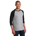 thumbnail image 2 of Gildan Raglan Three-Quarter Sleeve T-Shirt for Men’s GR57 Heavy Cotton Crew Neck Tee Sport Grey/ Black, M, 2 of 5