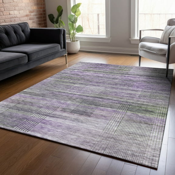 Addison Rugs Chantille Indoor/Outdoor Transitional Stripes Purple Washable Rectangle Rug, 8' x 10'