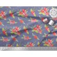 thumbnail image 2 of Soimoi Purple Heavy Canvas Fabric Leaves & Peony Floral Print Fabric by the Yard 58 Inch Wide, 2 of 3