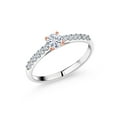 thumbnail image 4 of Gem Stone King 925 Silver and 10K Rose Gold Ring Lab Grown Diamond Set with Round Moissanite (0.41 Cttw, Size 7), 4 of 4