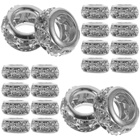 SHISUYAN Perles Intercalaires Rondelle Perles à Grand Trou pour Kit de Fabrication de Bijoux 20 Pcs Argent Rond Cuivre