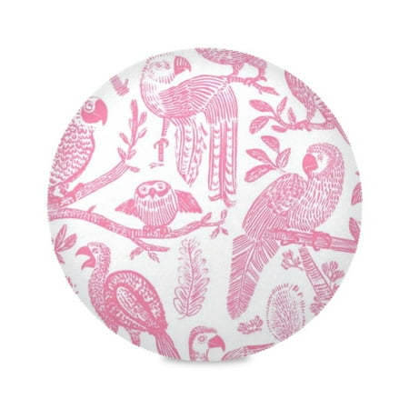 

Round Plate Mat 15.4x15.4 Inchesx4 Placemat Table Mat Kitchen Mat Coffee Mat Fabric Thick Strong Wear-Resistant Heat Resistance Pink Bird Flock