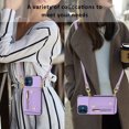thumbnail image 6 of Wallet Case for iPhone 11, Classic Lychee Texture PU Leather Purse Case with Accordion Card Slots, Protective Crossbody Flip Cover with Zipper Shoulder Strap Lanyard for iPhone 11, Purple, 6 of 8