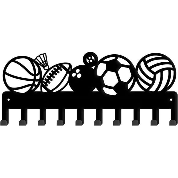 Various Ball Games Metal Key Holder Various Balls Decorative 10 Hooks Key Rack Organizer Wall Mounted Rack Hooks Wall Decor Personalized Key Hanger Dog Leash Hanger for Wall Front Door