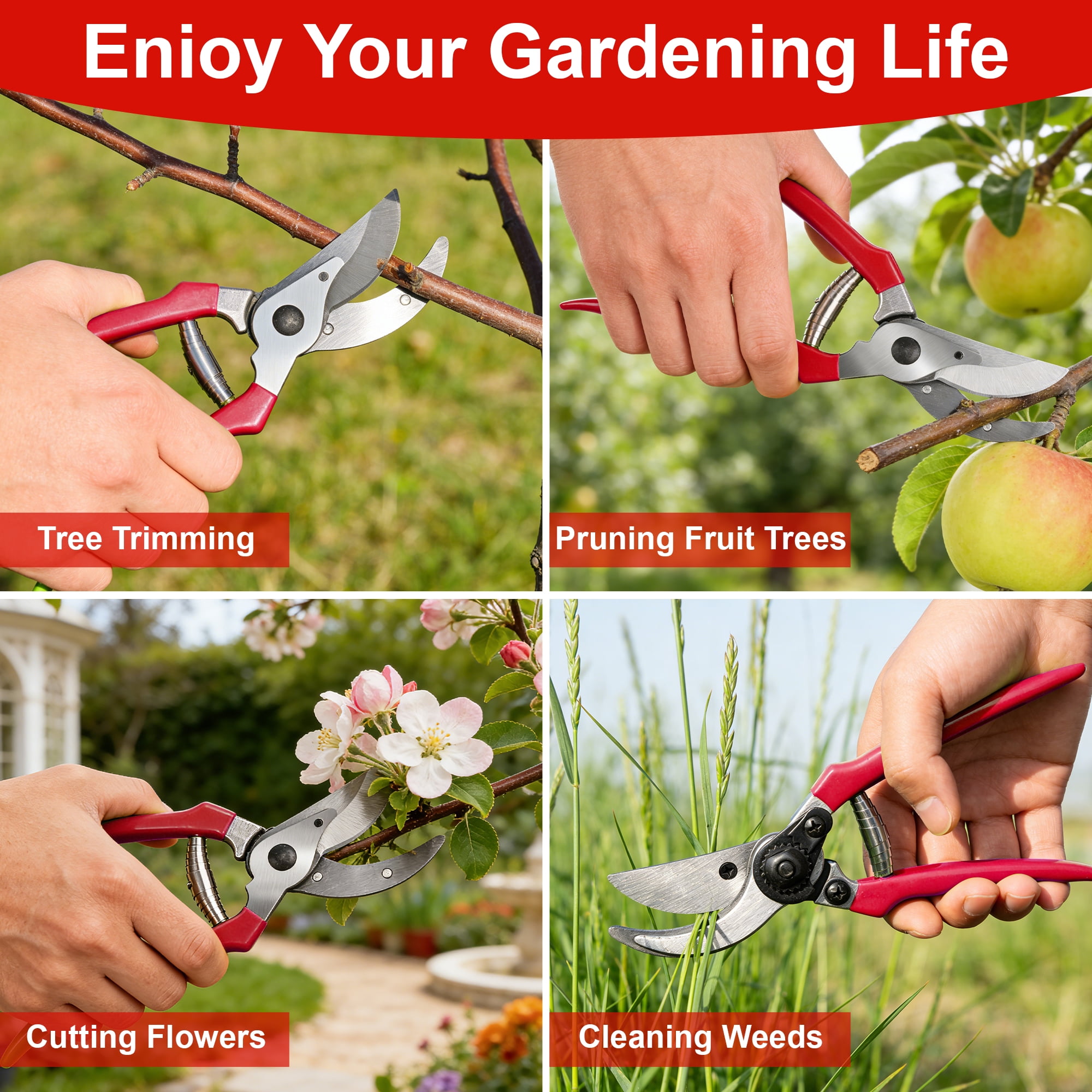 3PCS Loppers, Hedge Shears & Pruning Shears Set, Professional Branch Cutter Tree Trimmer, Garden Shears for Yard, Lawn, Shrubs, Hedges, Outdoor Gardening