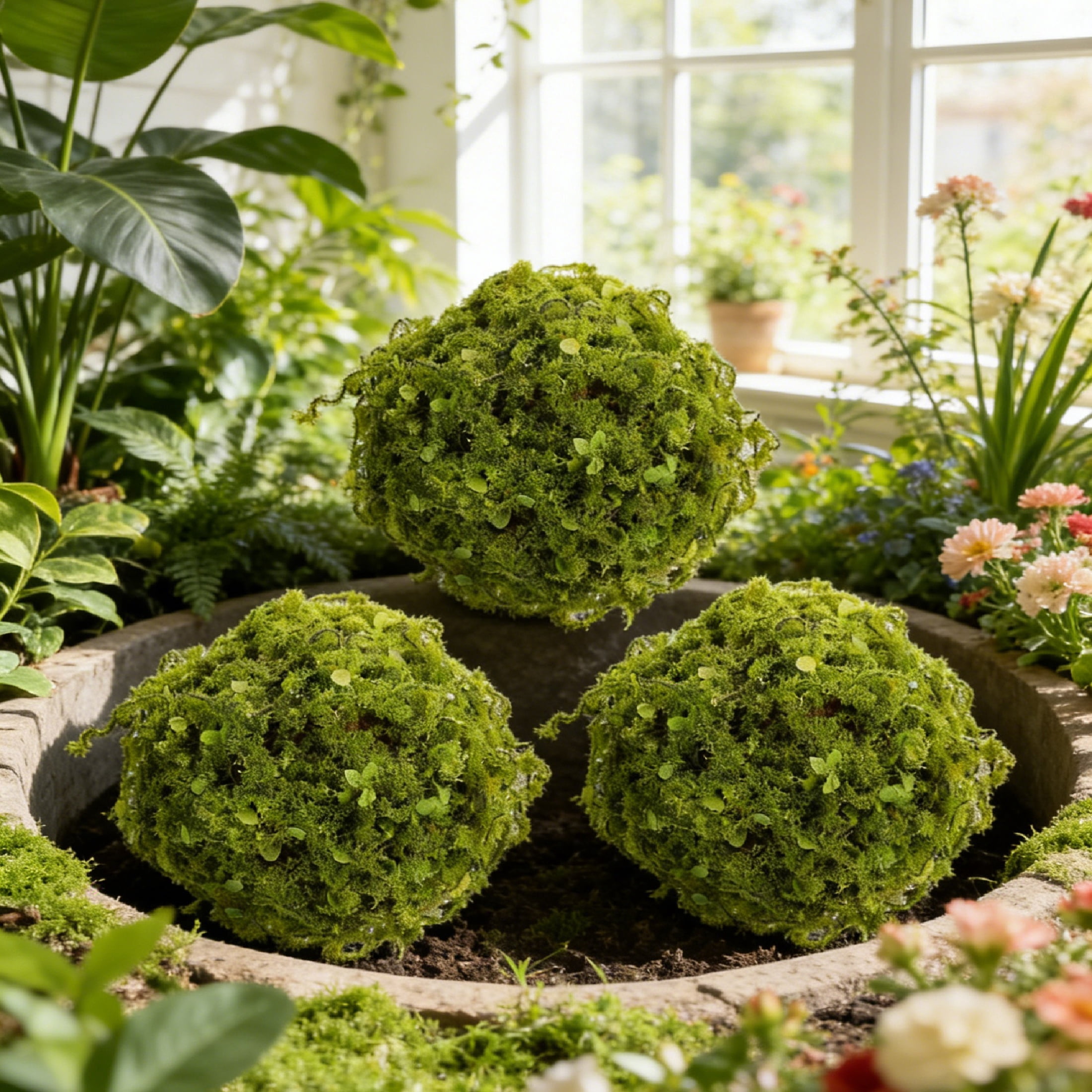 Bexikou 2 Pcs 5 Inch Hanging Faux Dried Moss Spheres, Decorative Greenery Balls,Artificial Plant Topiary Ball for Wedding Home Centerpiece Decor