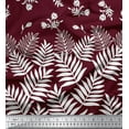 thumbnail image 3 of oneOone Cotton Poplin Maroon Fabric Leaves & Flower Panel Quilting Supplies Print Sewing Fabric By The Yard 56 Inch Wide, 3 of 3